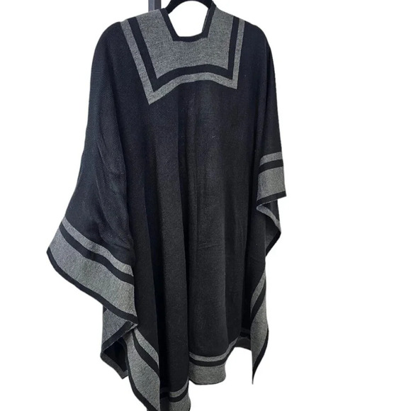 Ralph Lauren Womens Shawl Wrap Gray Draped Open Front  One Size Poncho Cardigan - Picture 2 of 9